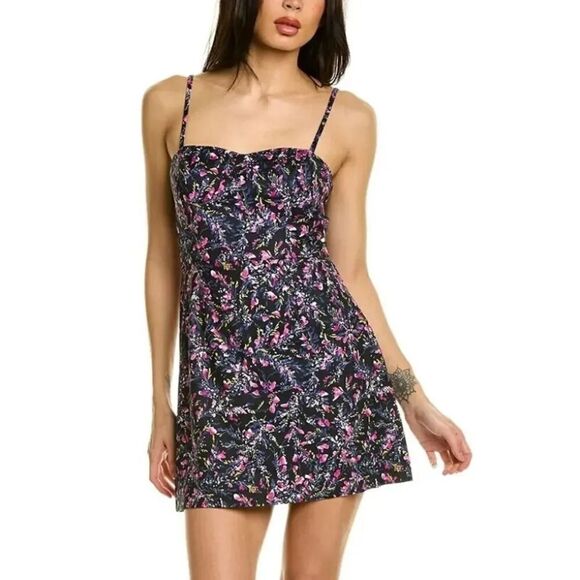 NEW French Connection Whisper Light Sweet Floral Mini Dress in Black Size 12 - Picture 1 of 12